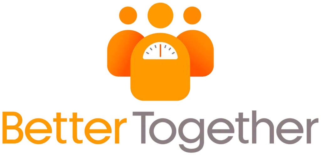 BetterTogether weight loss challenge logo with a scale inside an orange paw print