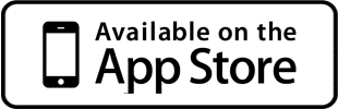 The app store logo featuring the words available on the app store.